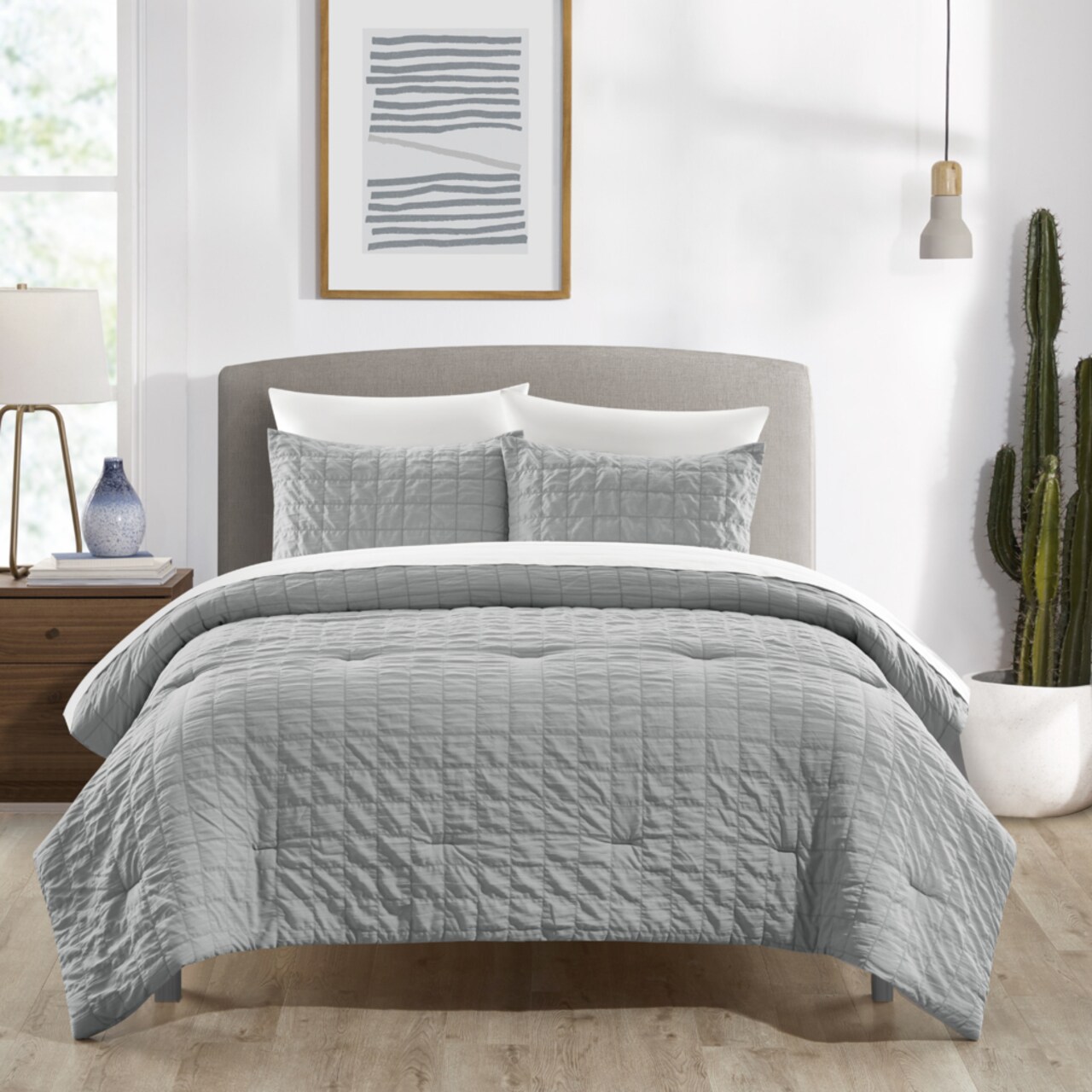 Chic Home Dessay 2 or 3 Piece Comforter Set Washed Garment Technique Geometric Square Tile